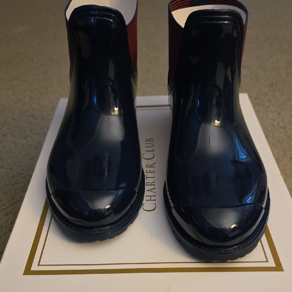 Charter Club Glossy Navy Ankle Boots